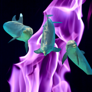 Pic of 3 dolphins with etheric background